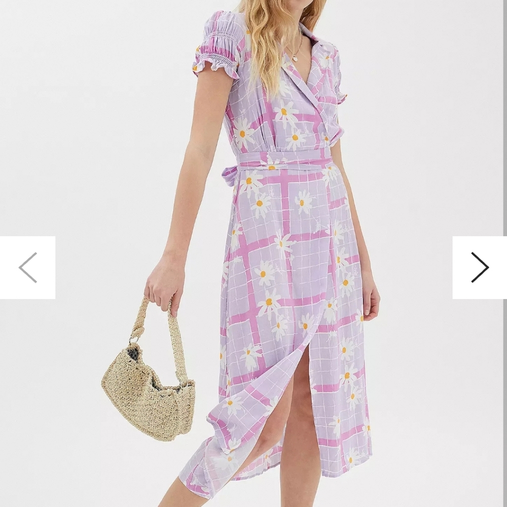 Urban Outfitters UO Spring Day Floral Midi Wrap Dress